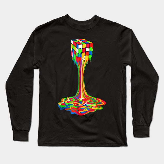 Funny Melting Rubik Rubix Rubics Player Cube Lovers Long Sleeve T-Shirt by paveldmit